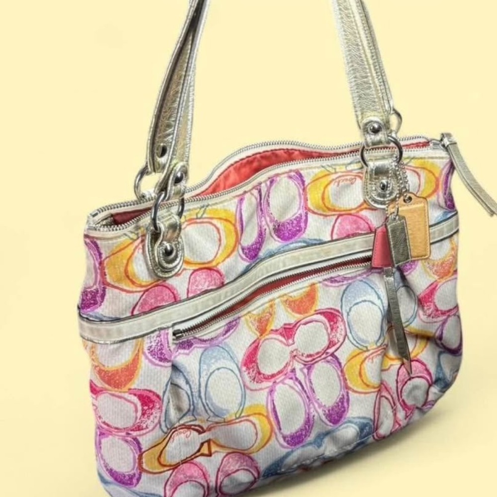 Coach Pink and Orange Shoulder Bag with Playful Design
